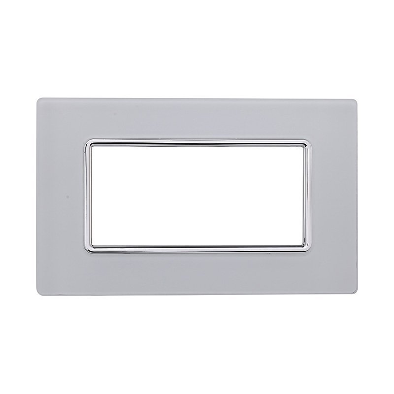 ETTROIT Placca In Vetro Serie Solar 4P Colore Bianco Compatibile Con Bticino Matix