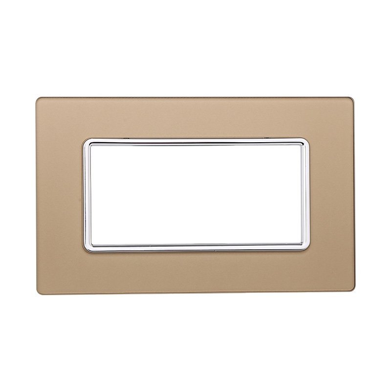 ETTROIT Placca In Vetro Serie Solar 4P Colore Oro Compatibile Con Bticino Matix