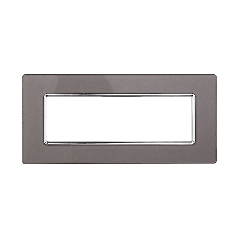 ETTROIT Placca In Vetro Serie Solar 6P Colore Silver Compatibile Con Bticino Matix