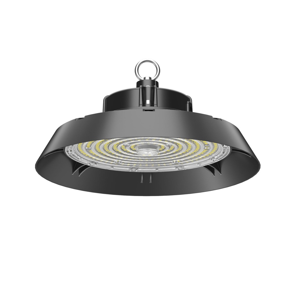 Faro LED Industriale UFO 200W 150W 100W Regolabile, 32000LM 160lm/W 4000K Neutro IP65 Dimmerabile 0-10V, Lampada LED High Bay Rotonda per Capannoni Magazzini 5 Anni Garanzia