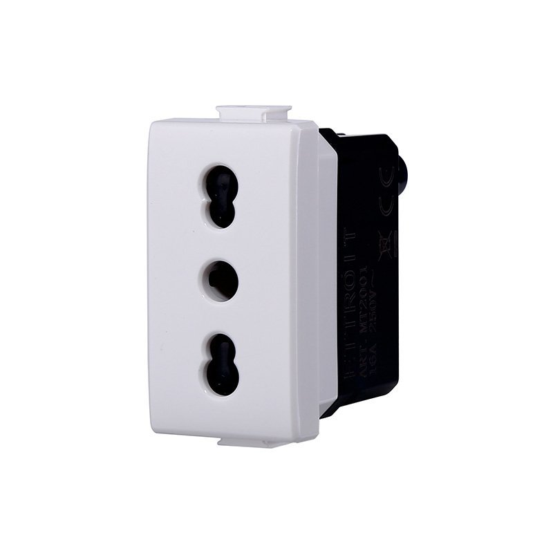 ETTROIT Presa Bipasso Bivalente 2P+T 10/16A Colore Bianco Compatibile Con Bticino Matix