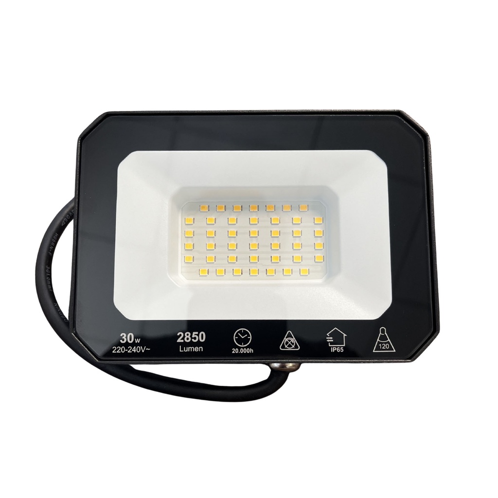 Faro Led Flood Slim 30W 2850 Lumen Bianco Neutro 4200K 90LM/W AC 220V 50Hz Nero IP65