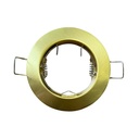 Porta Faretto Led Colore Oro Satinato Rotondo, Foro 60mm, 76X32mm, Per Led GU10 MR16, Modello Fisso Con Molla