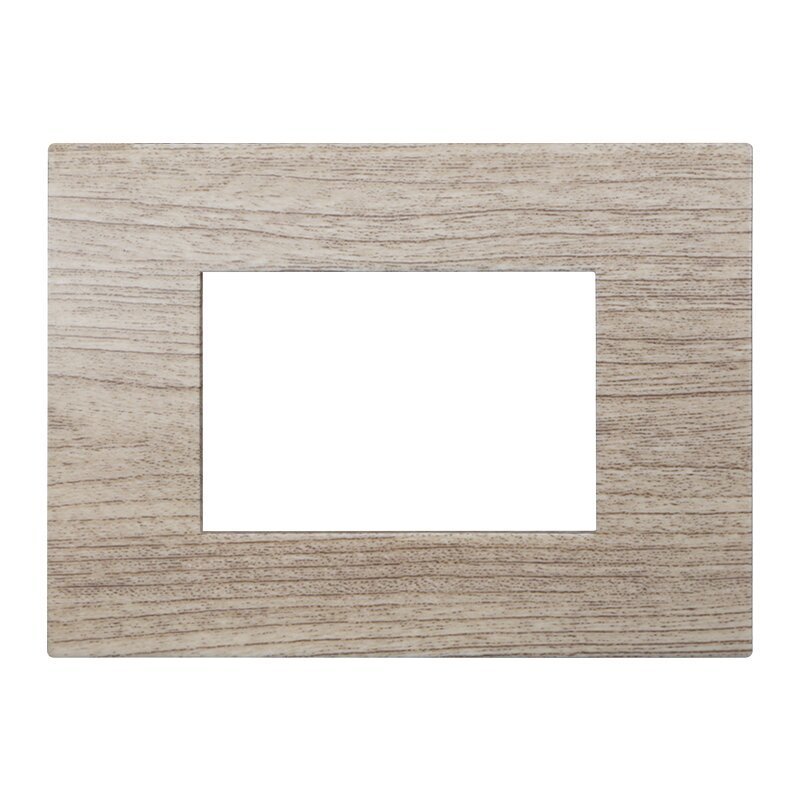 ETTROIT Placca Plastica Serie Venus 3P Colore Legno Chiaro Compatibile Con Vimar Arke
