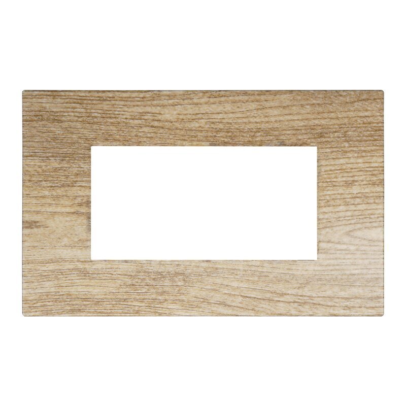 ETTROIT Placca Plastica Serie Venus 4P Colore Legno Scuro Compatibile Con Vimar Arke