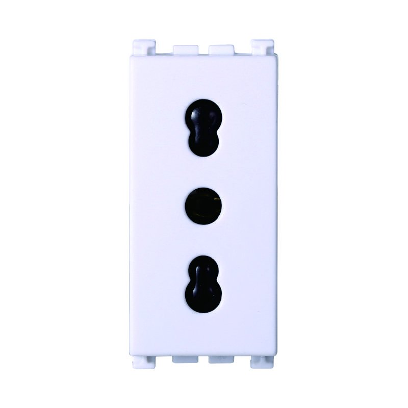 ETTROIT Presa Bipasso Bivalente 2P+T 10/16A Colore Bianco Compatibile Con Vimar Arke