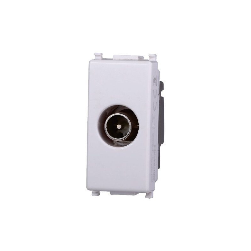 Connettore Presa TV Passante Maschio Colore BIANCO Compatibile Con Vimar Plana