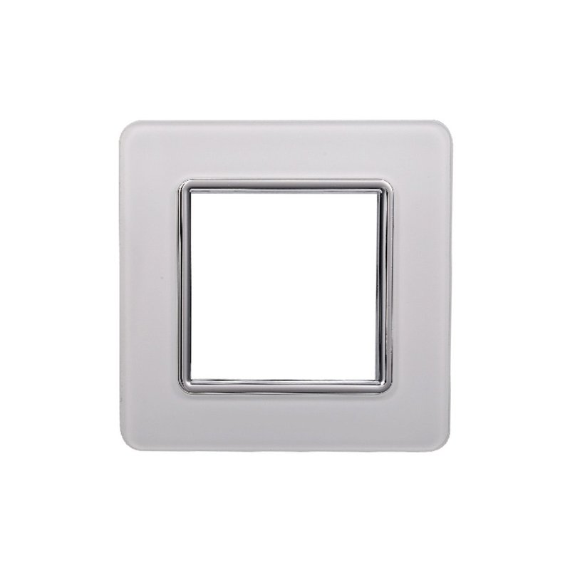 ETTROIT Placca In Vetro Serie Starlight 2P Colore Bianco Compatibile Con Vimar Plana