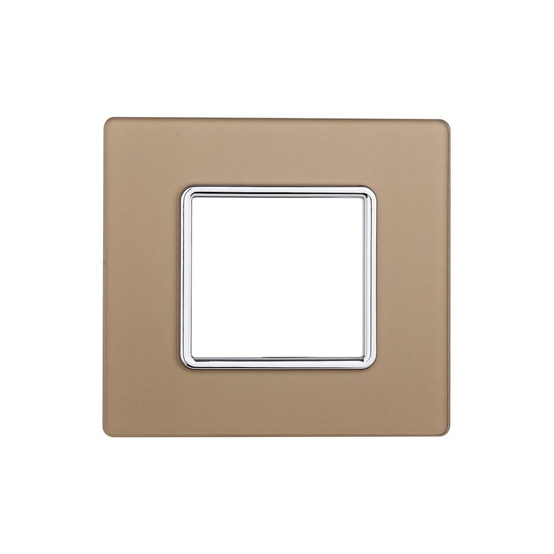 ETTROIT Placca In Vetro Serie Starlight 2P Colore Oro Compatibile Con Vimar Plana