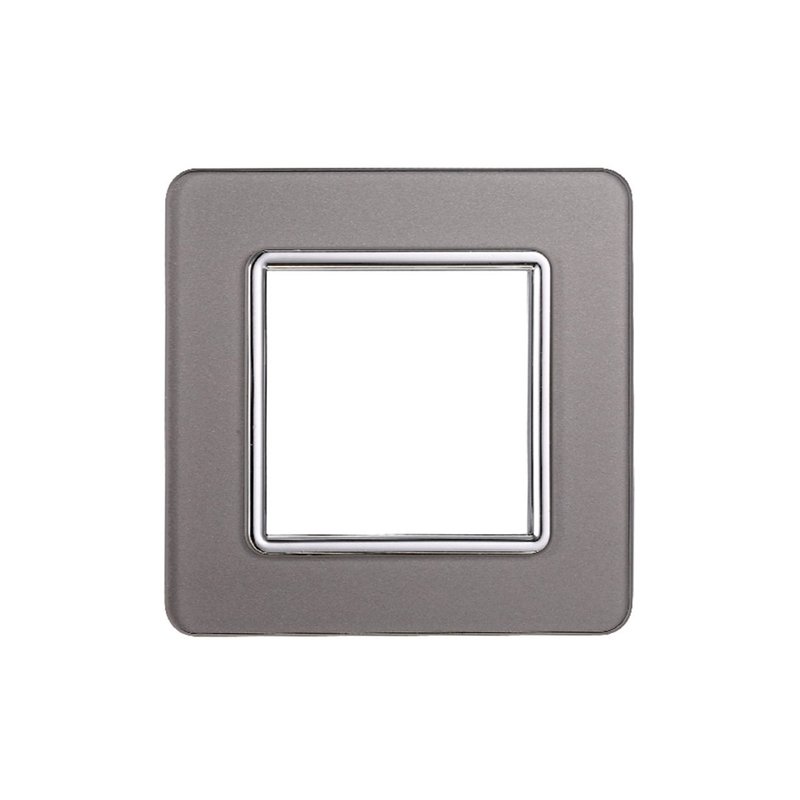 ETTROIT Placca In Vetro Serie Starlight 2P Colore Silver Compatibile Con Vimar Plana
