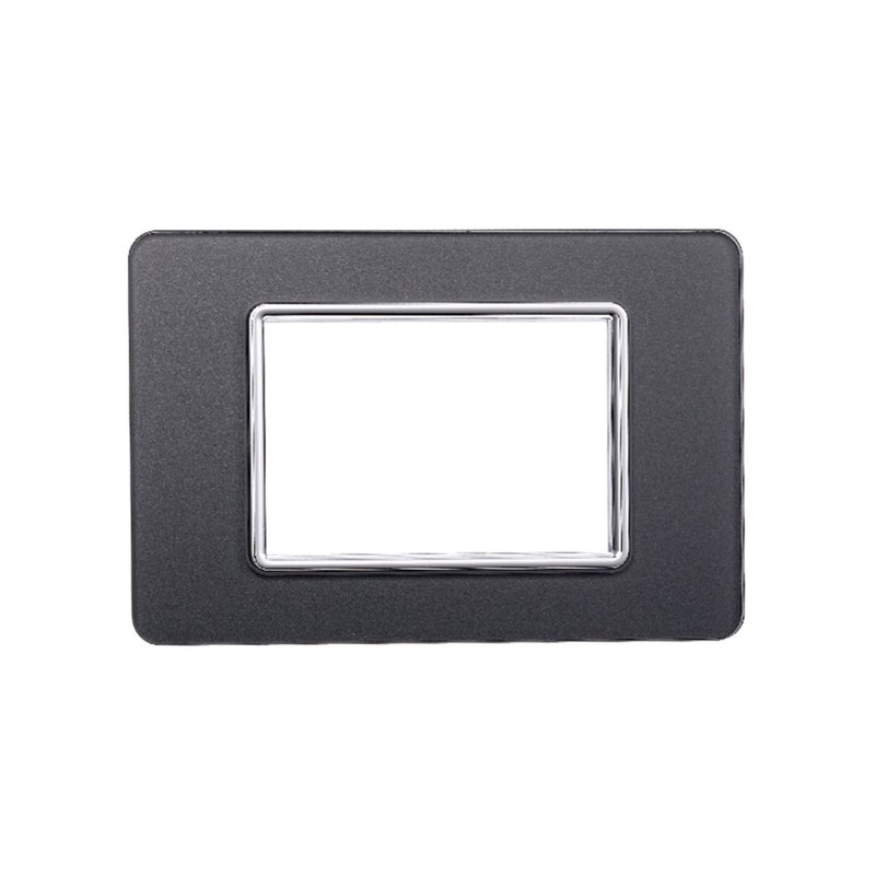 ETTROIT Placca In Vetro Serie Starlight 3P Colore Acciaio Scuro Compatibile Con Vimar Plana