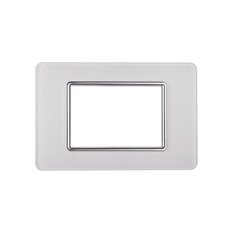 ETTROIT Placca In Vetro Serie Starlight 3P Colore Bianco Compatibile Con Vimar Plana
