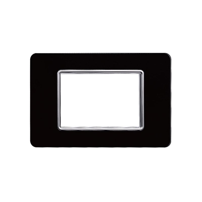 ETTROIT Placca In Vetro Serie Starlight 3P Colore Nero Compatibile Con Vimar Plana