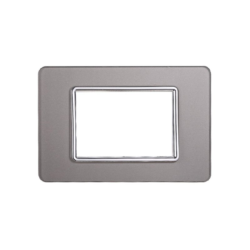 ETTROIT Placca In Vetro Serie Starlight 3P Colore Silver Compatibile Con Vimar Plana