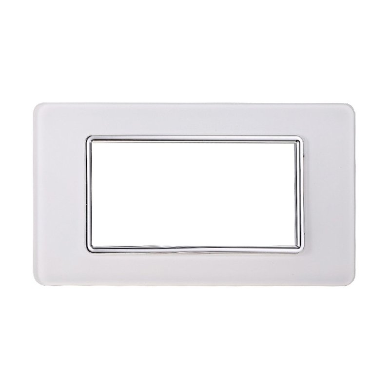 ETTROIT Placca In Vetro Serie Starlight 4P Colore Bianco Compatibile Con Vimar Plana