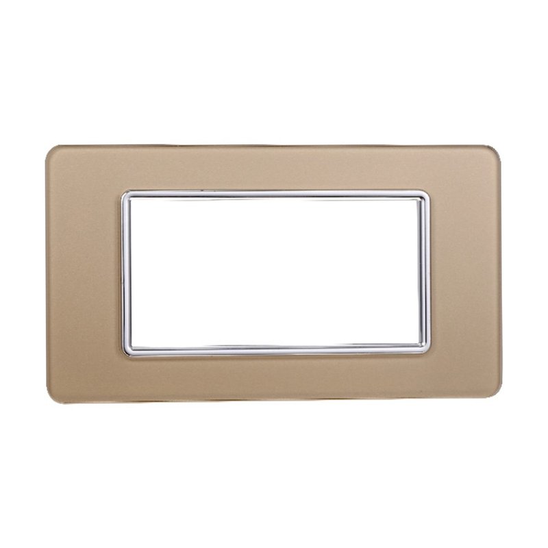 ETTROIT Placca In Vetro Serie Starlight 4P Colore Oro Compatibile Con Vimar Plana