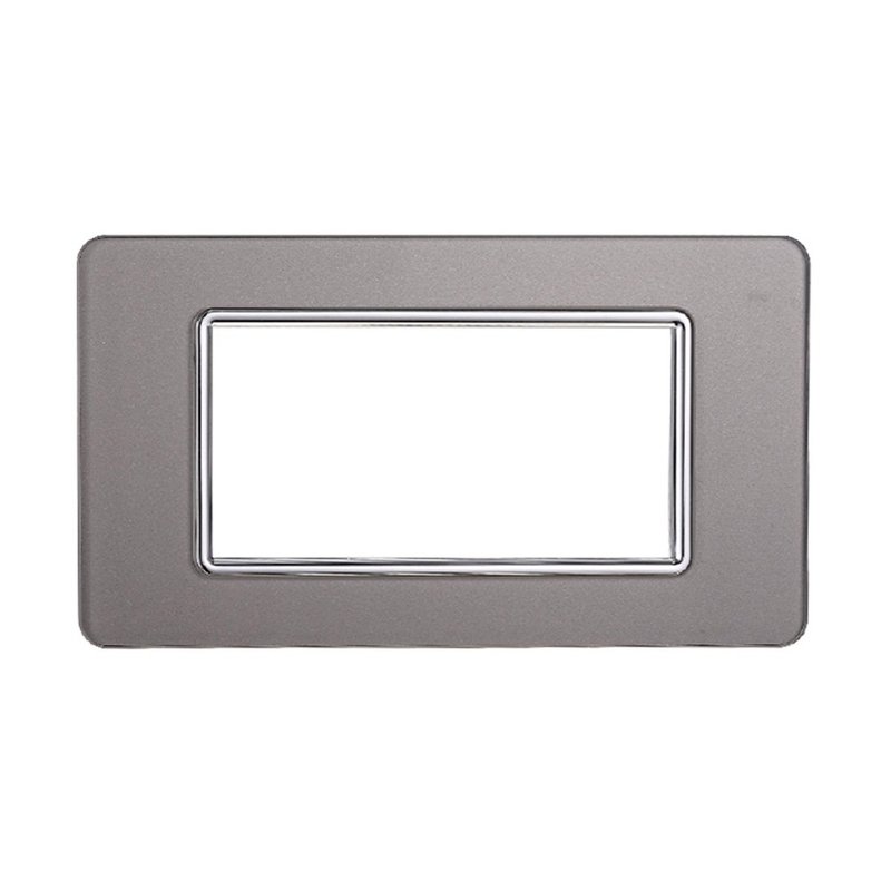 ETTROIT Placca In Vetro Serie Starlight 4P Colore Silver Compatibile Con Vimar Plana