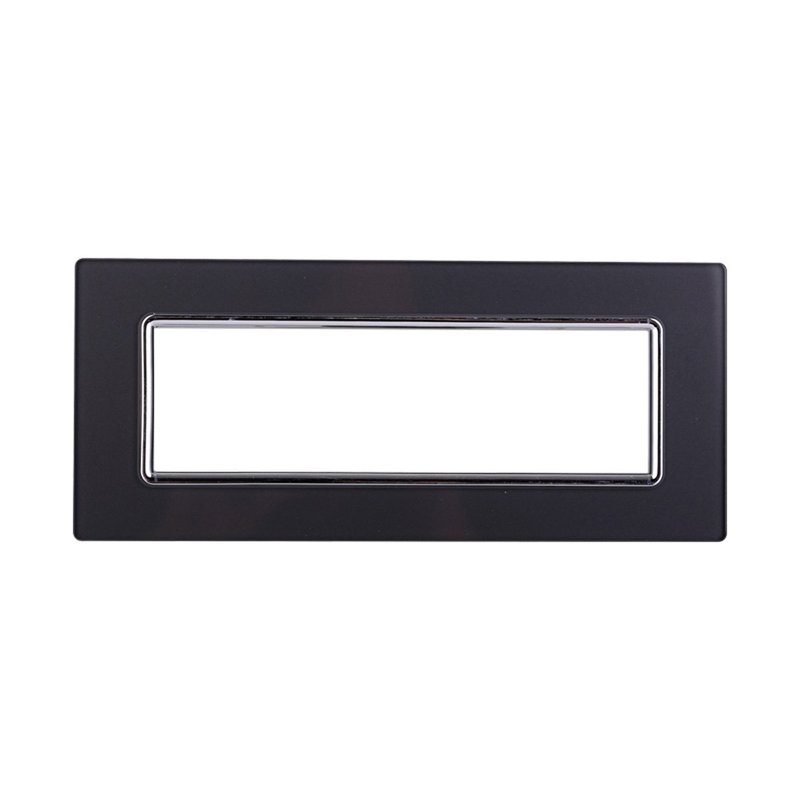 ETTROIT Placca In Vetro Serie Starlight 7P Colore Acciaio Scuro Compatibile Con Vimar Plana