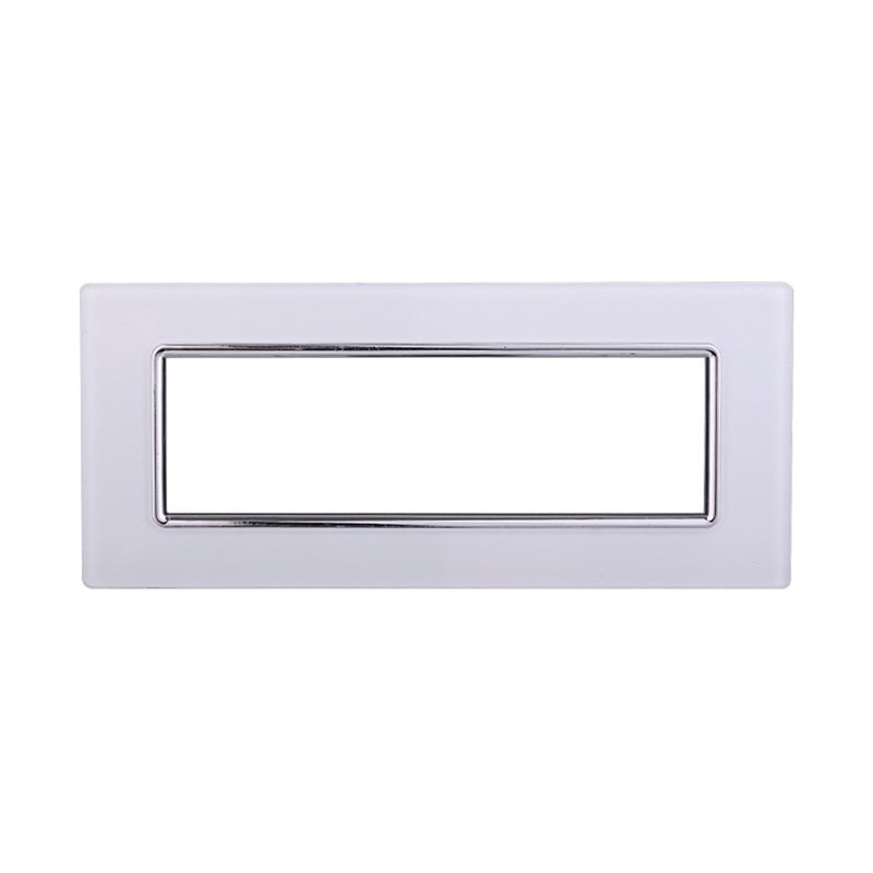 ETTROIT Placca In Vetro Serie Starlight 7P Colore Bianco Compatibile Con Vimar Plana