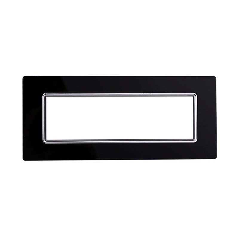 ETTROIT Placca In Vetro Serie Starlight 7P Colore Nero Compatibile Con Vimar Plana