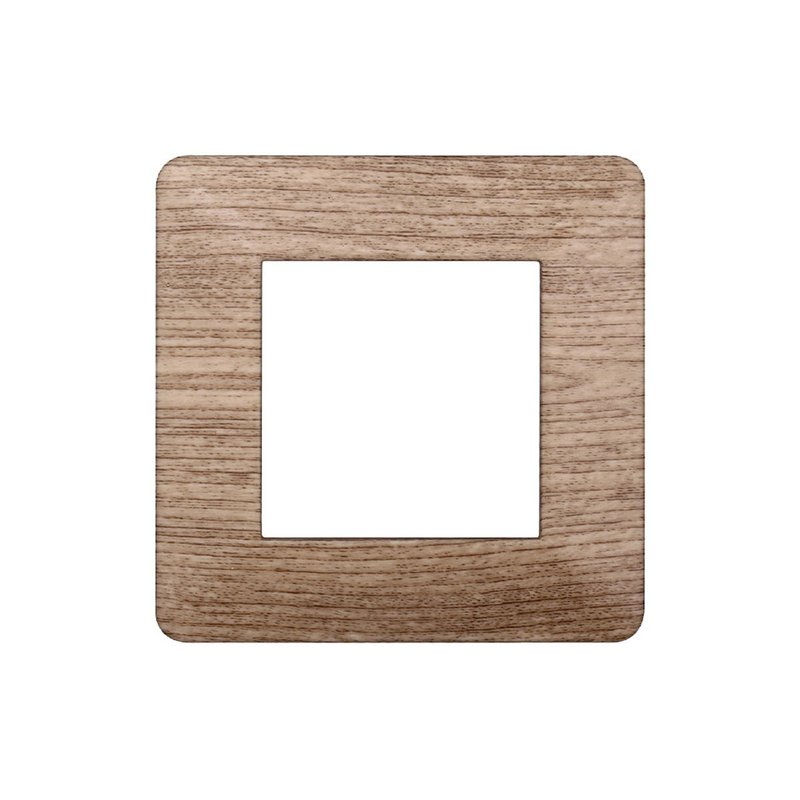 ETTROIT Placca Plastica Serie Starlight 2P Colore Legno Chiaro Compatibile Con Vimar Plana