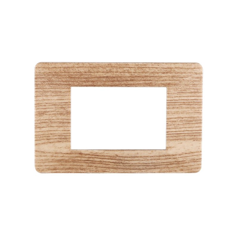 ETTROIT Placca Plastica Serie Starlight 3P Colore Legno Chiaro Compatibile Con Vimar Plana