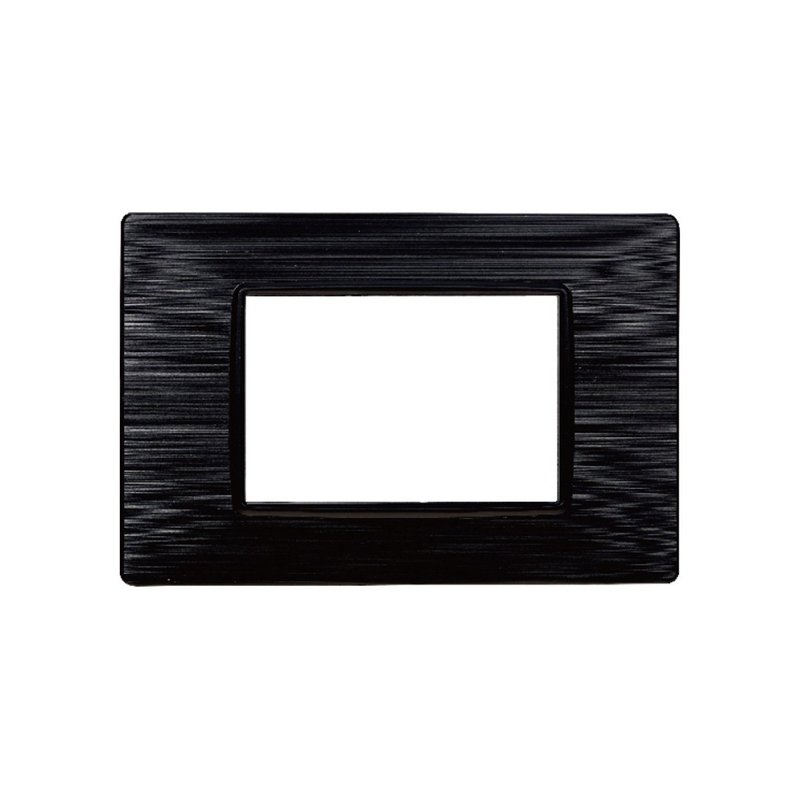 ETTROIT Placca Plastica Serie Starlight 3P Colore Nero Satinato Compatibile Con Vimar Plana