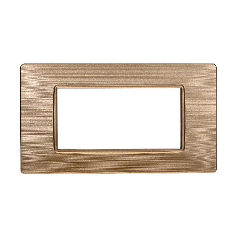 ETTROIT Placca Plastica Serie Starlight 4P Colore Oro Satinato Compatibile Con Vimar Plana
