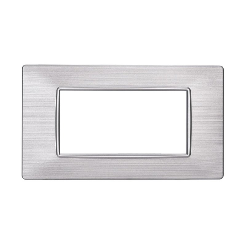 ETTROIT Placca Plastica Serie Starlight 4P Colore Silver Satinato Compatibile Con Vimar Plana