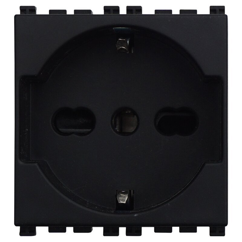ETTROIT Presa Schuko 2P+T 16A Colore Nero Compatibile Con Vimar Arke