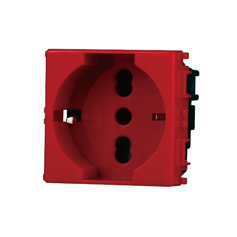 Presa Schuko 2P+T 16A Colore ROSSO Compatibile Con Vimar Plana