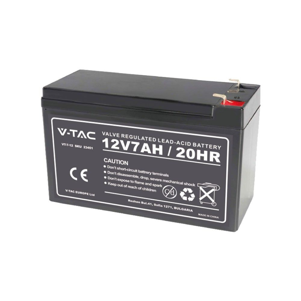 Batteria al Piombo Acido 12V 7Ah per Allarmi, Videosorveglianza, UPS Terminali T1 151*65*94mm SKU-23451