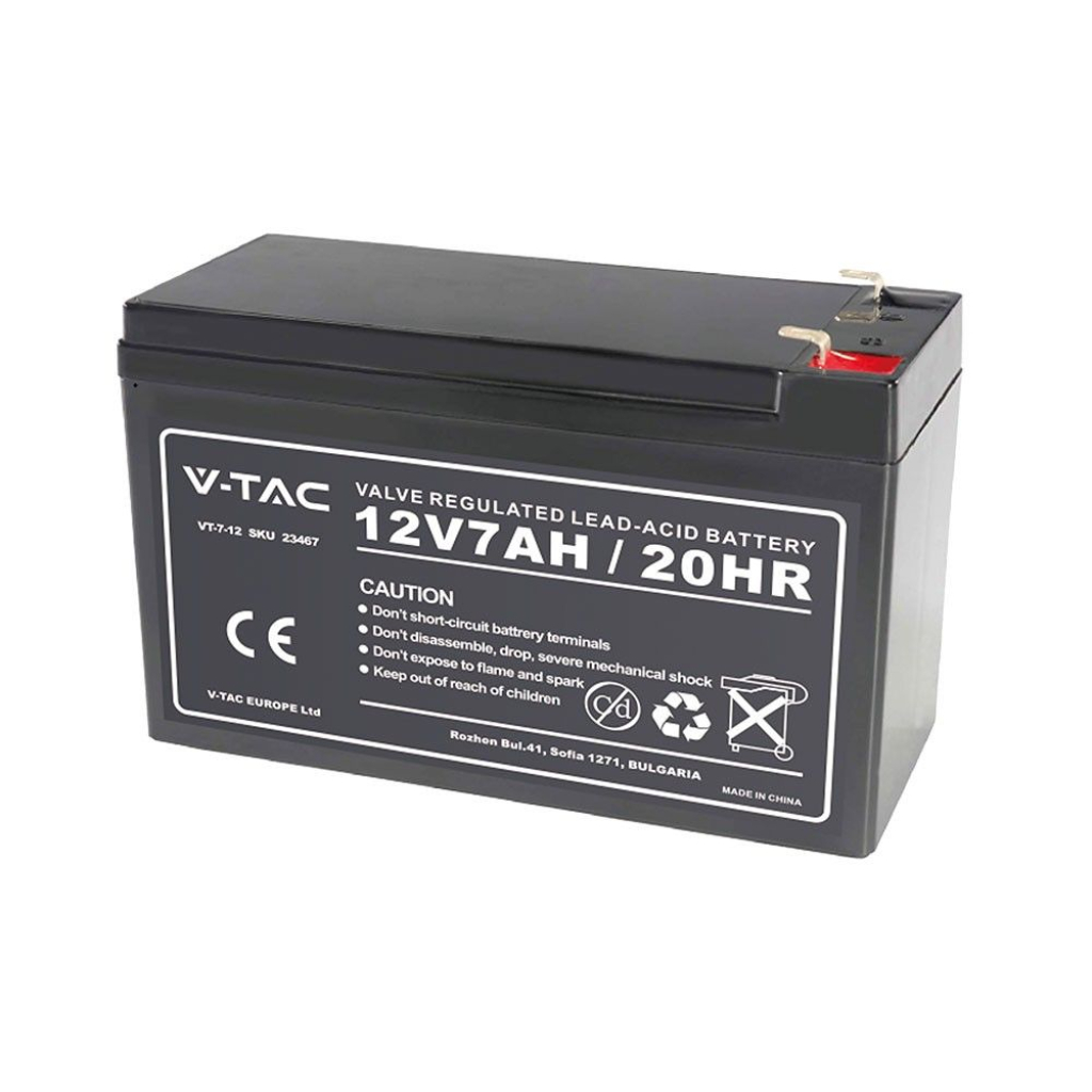 Batteria al Piombo Acido 12V 7Ah per Allarmi, Videosorveglianza, UPS Terminali T2 151*65*94mm SKU-23467