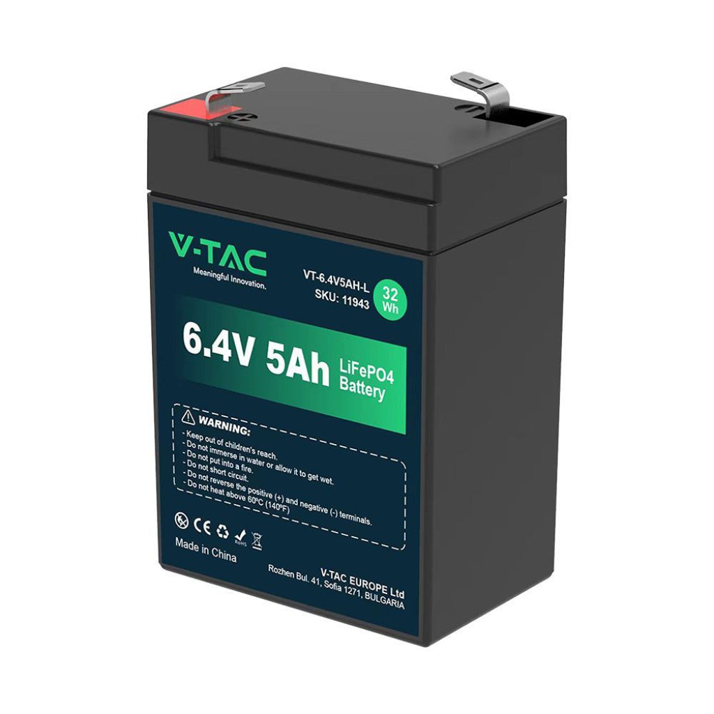 Batteria al Litio 6.4V 5Ah per Allarmi, Videosorveglianza, UPS Terminali T2 70*47*99mm IP55 SKU-11943