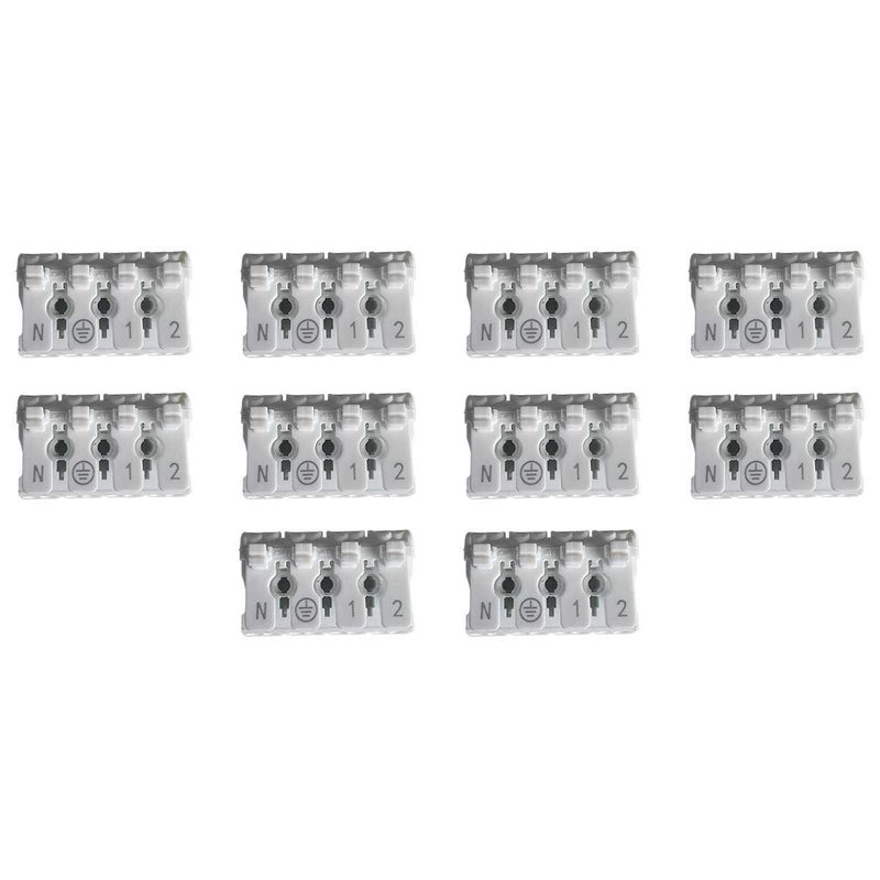 10 Morsetti a Molla Rapidi 4P Doppio Click Bianco per Cavi e Morsettiera a Vite