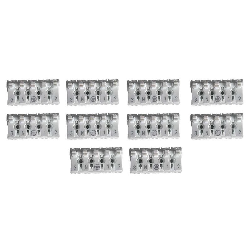 10 Morsetti a Molla Rapidi 5P Doppio Click Bianco per Cavi e Morsettiera a Vite