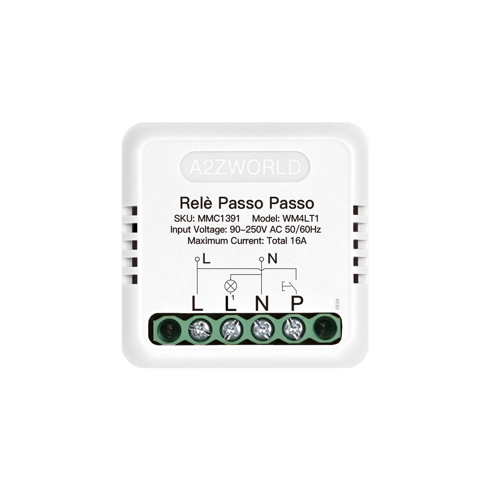 Relè Passo Passo Elettronico Silenzioso, Impulse Relay 1 Contatto NO 16A 220V AC, Con Memoria 40X40X18mm, Montaggio da Incasso o Barra DIN, Compatibile Con Finder 13.91 e 26.01