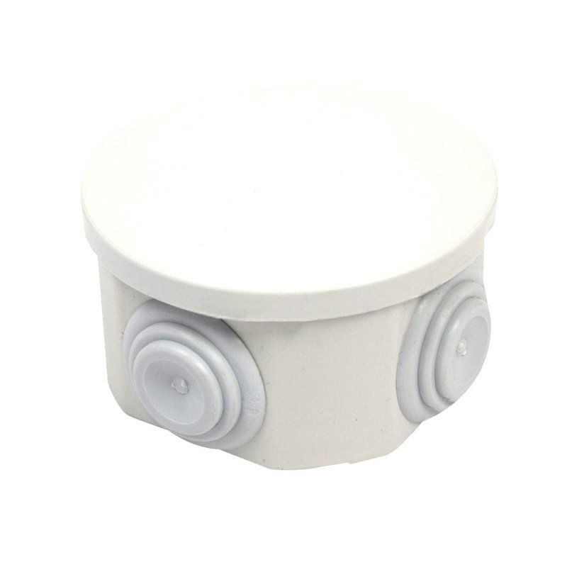 [AP27019] Scatola Di Derivazione Da Parete Stagna IP44 Con 4 Uscite Passacavi Tonda D65X35mm Coperchio A Pressione