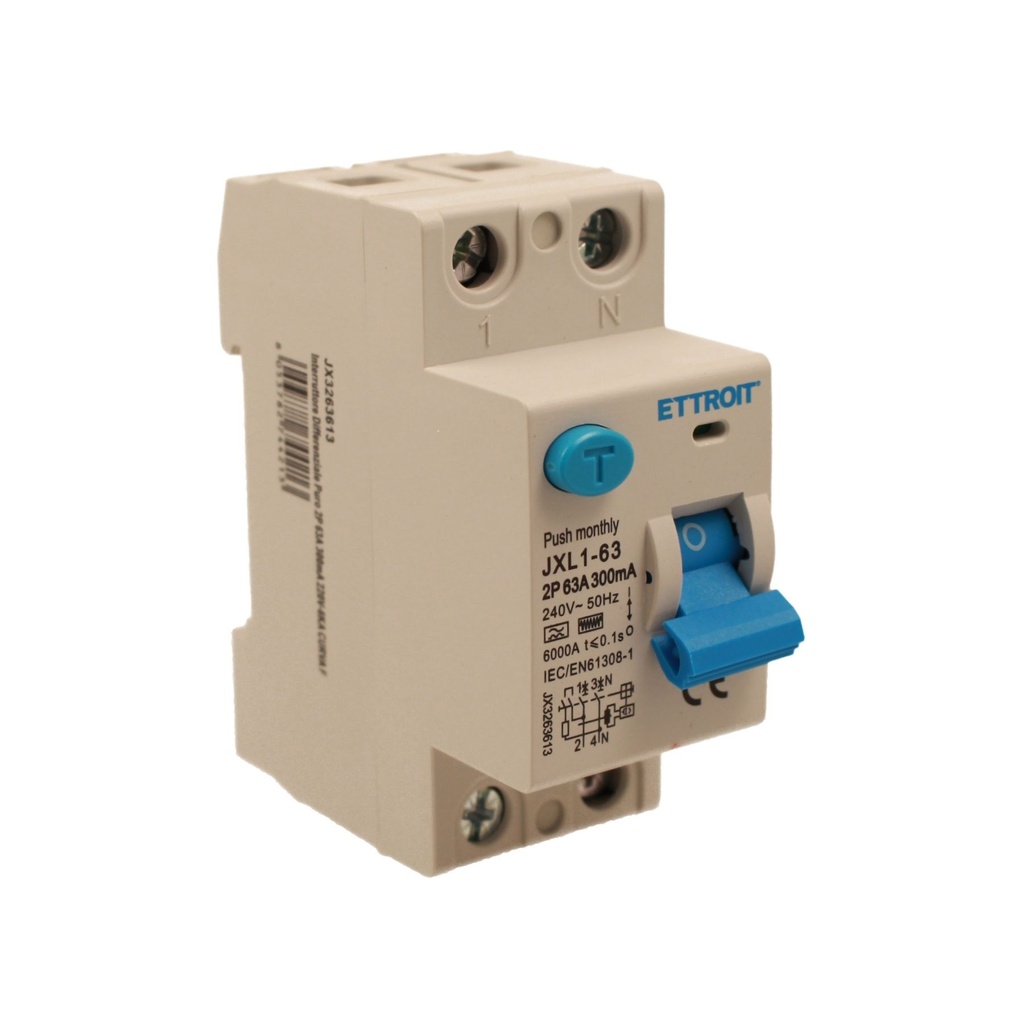 RCCB Interruttore Differenziale Puro Tipo F 1P+N 2M 6000A 300mA 63A AC 230V IP20 IEC61008-1