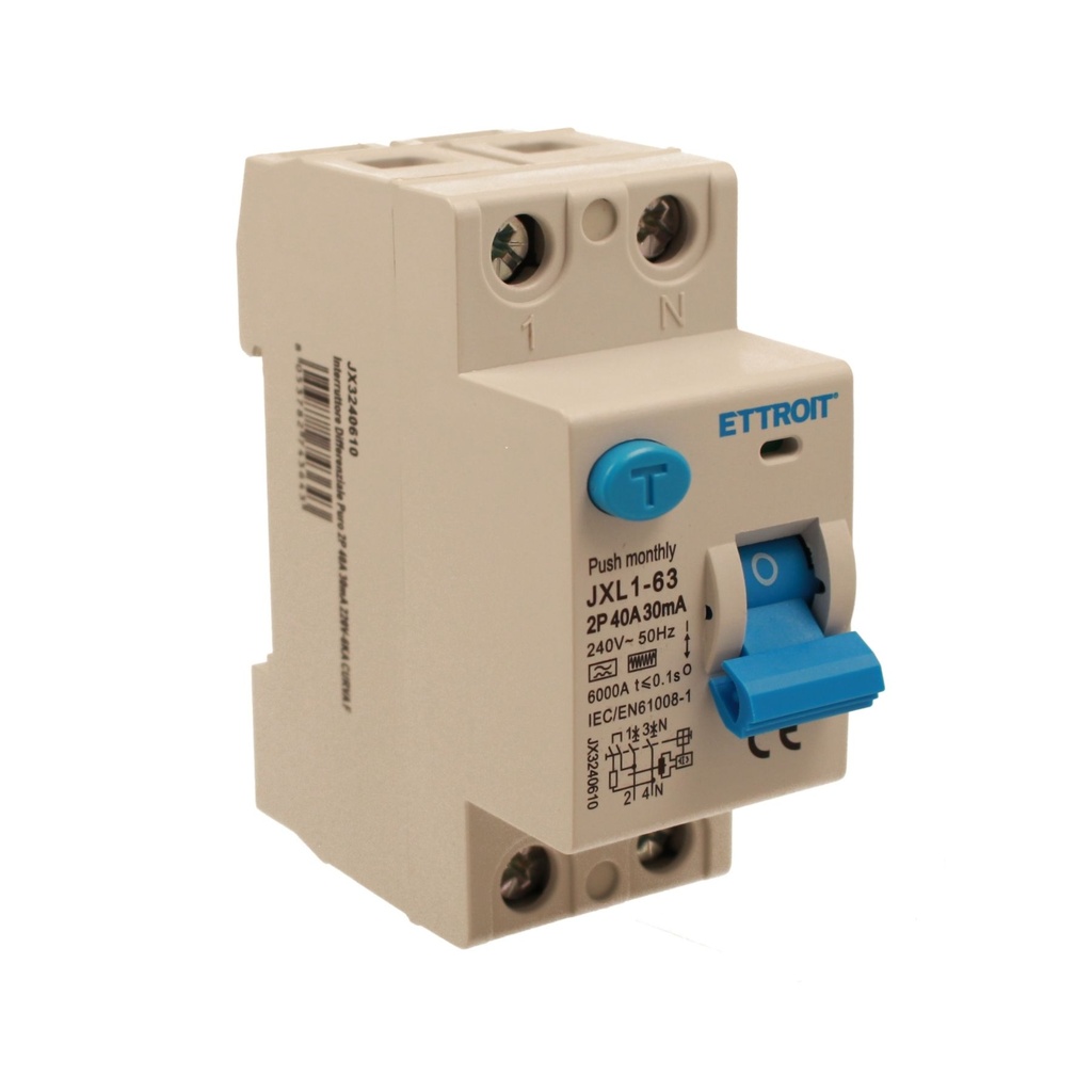 RCCB Interruttore Differenziale Puro Tipo F 1P+N 2M 6000A 30mA 40A AC 230V IP20 IEC61008-1