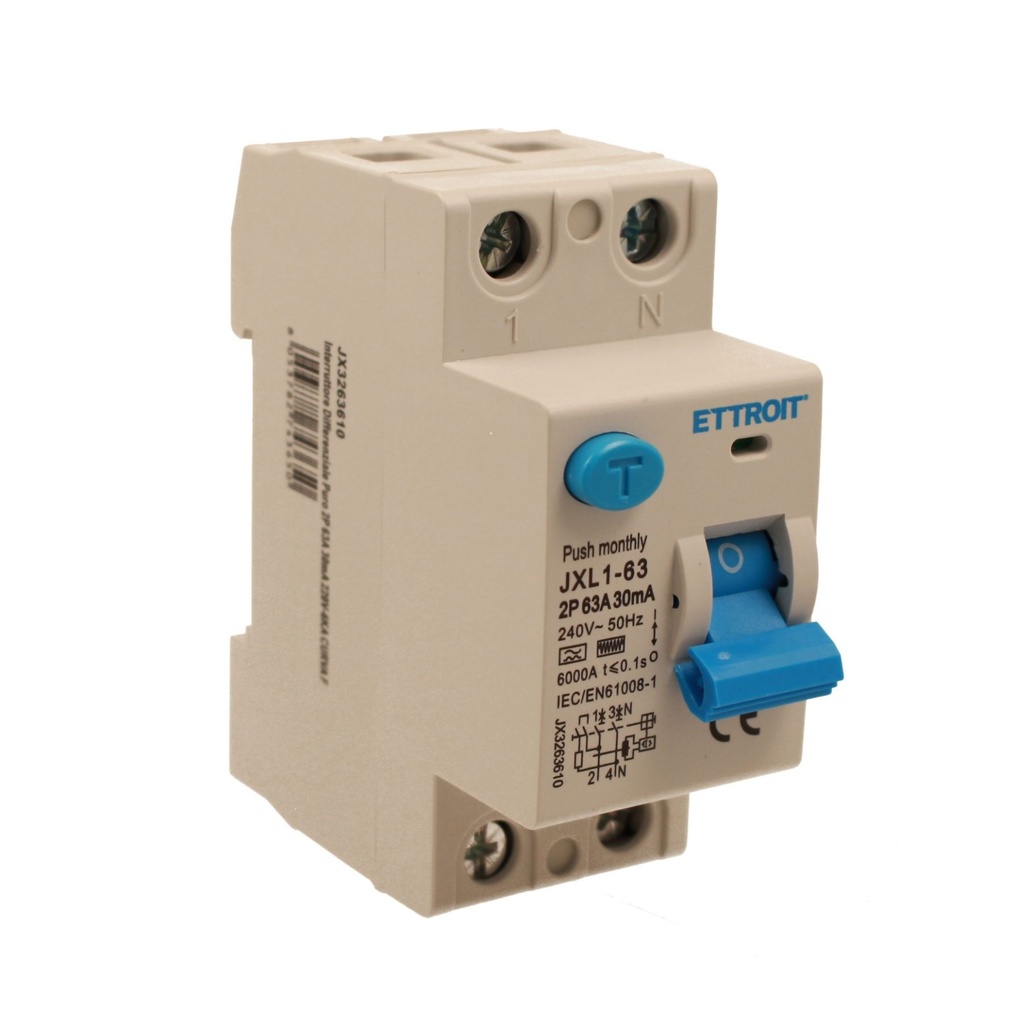 RCCB Interruttore Differenziale Puro Tipo F 1P+N 2M 6000A 30mA 63A AC 230V IP20 IEC61008-1