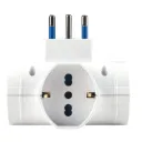 Adattatore con Interruttore Spina 10A con 3 Prese Universali Ita 10A/16A Schuko Spina Laterale Salvaspazio Bianco