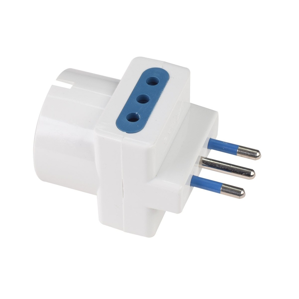 Adattatore Tripla Spina Elettrica 2P+T 10A con 2 Presa 10A 2P+T e 1 Presa Ita 10A / Schuko 16A 250V Max 1500W Bianco (AP1105)