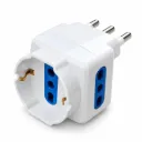Adattatore Tripla Spina Elettrica Angolare 16A con 2 Prese Bipasso 10A/16A e 1 Presa Schuko 16A Laterale Salvaspazio (AP83054)