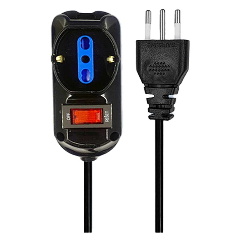 Multipresa Ciabatta Elettrica a 3 Posti 2 Prese 10A/16A + 1 Presa 10A/16A Bipasso Schuko con Interruttore e Spina 10A Cavo 1.5m Nero