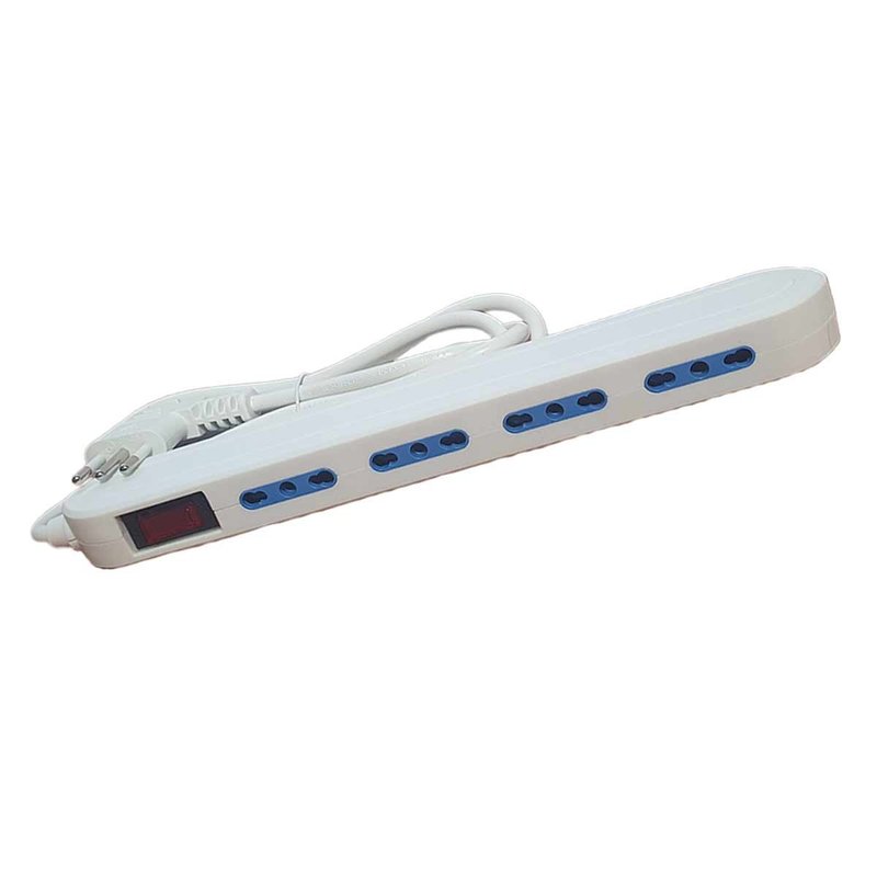 Multipresa Slim Ciabatta Elettrica Salvaspazio 4 Posti Spina Laterali 10A/16A con Interruttore e Spina Angolare Cavo 1.5 metri Bianco