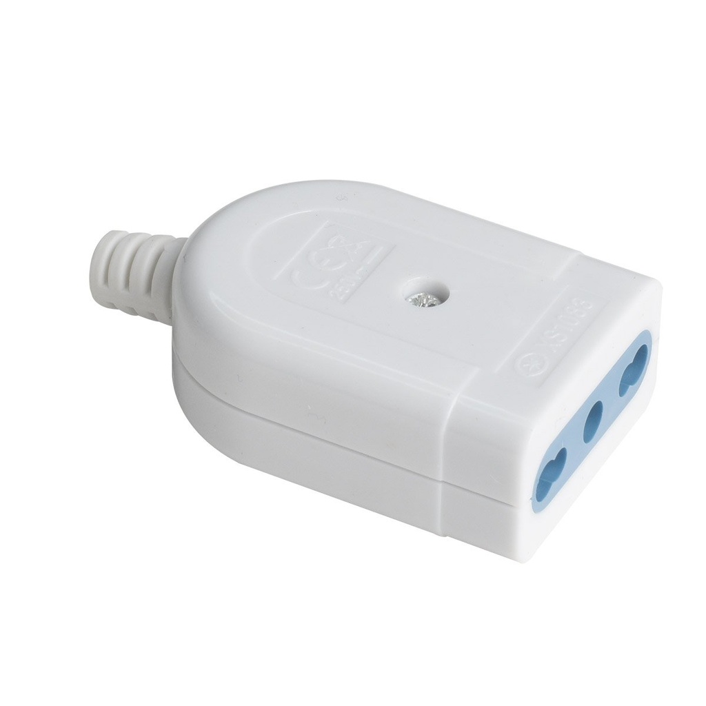 Presa Elettrica Volante Bipasso 2P+T 10A/16A 250V Max 1500W Presa Bivalente Bianco