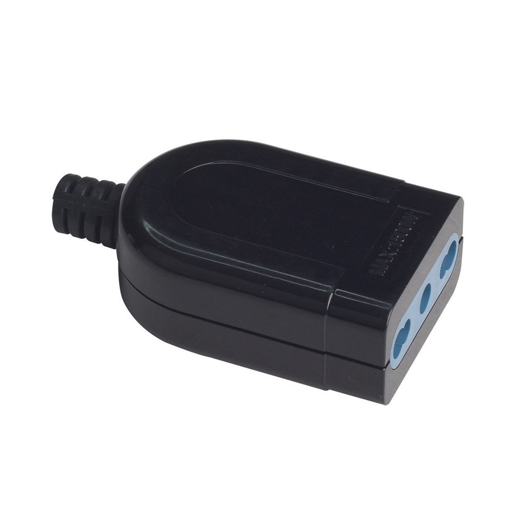 Presa Elettrica Volante Bipasso 2P+T 10A/16A 250V Max 1500W Presa Bivalente Nero