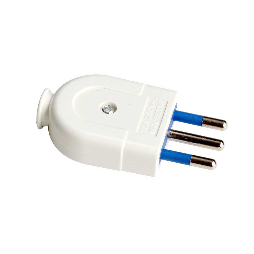 Spina Elettrica Volante Piatta Salva Spazio 2P+T 10A 250V Max 1500W Bianco