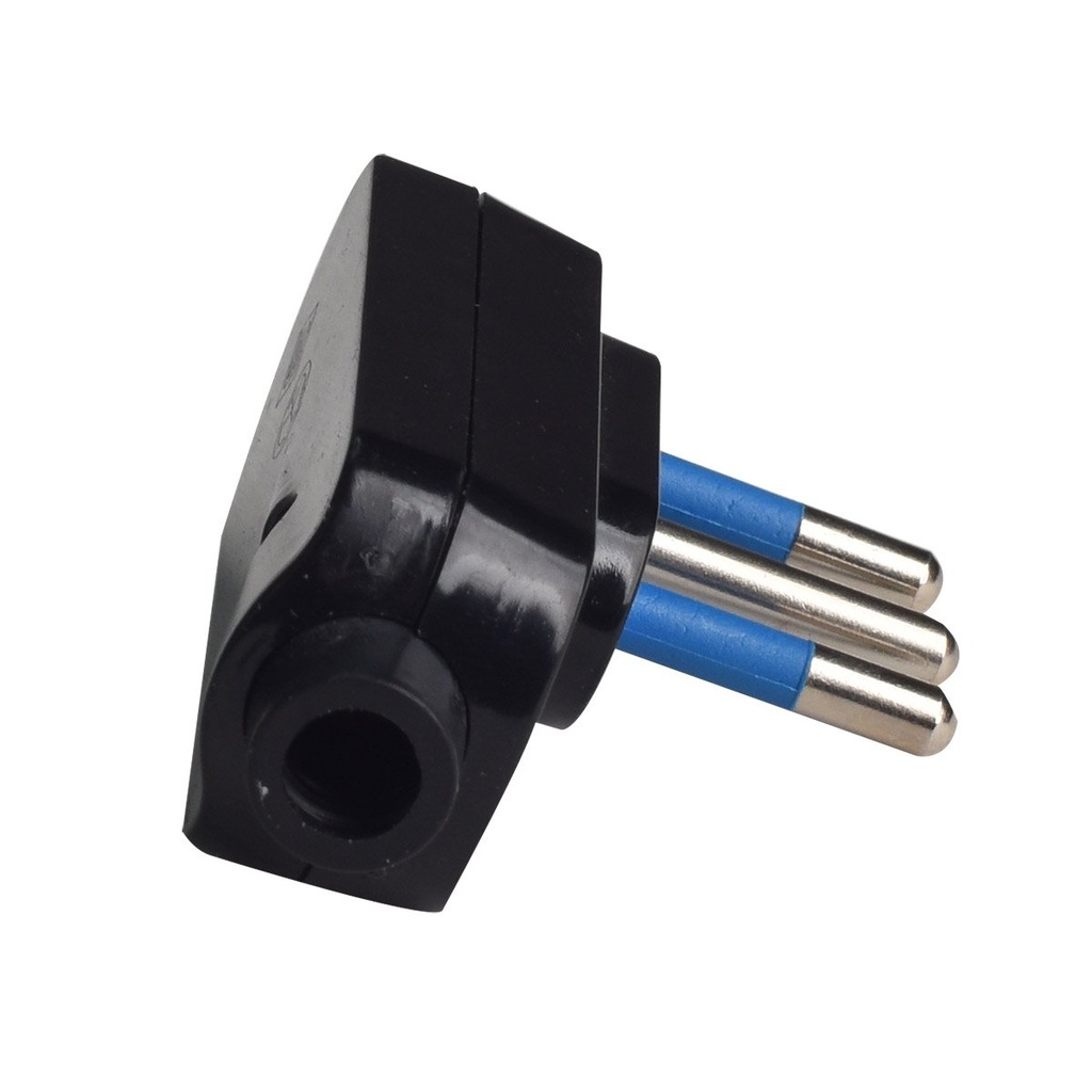 Spina Elettrica Volante Piatta Salvaspazio Laterale 2P+T 10A 25V Max 1500W Spina Piccola 10A Nero